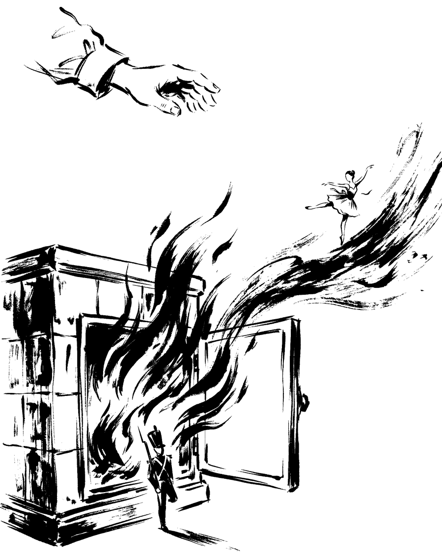 Ink drawing: The Steadfast Tin Soldier