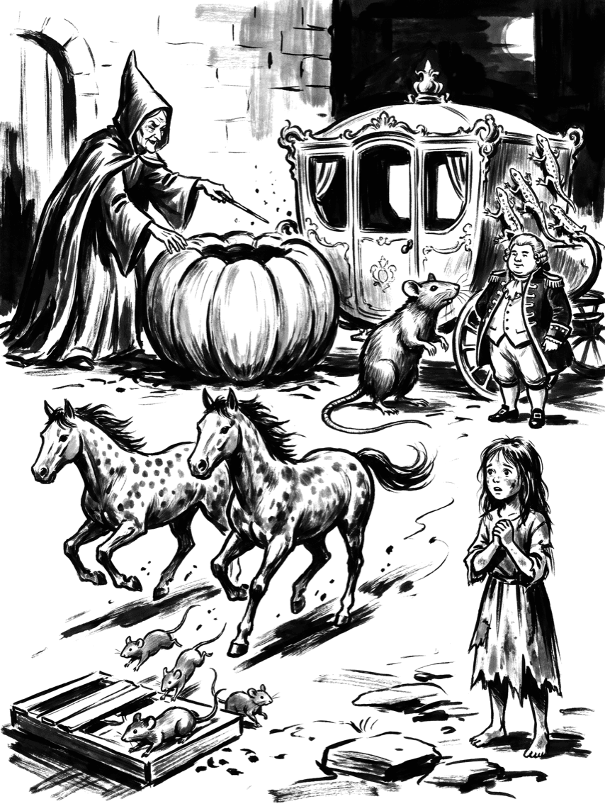 Ink drawing: Cinderella